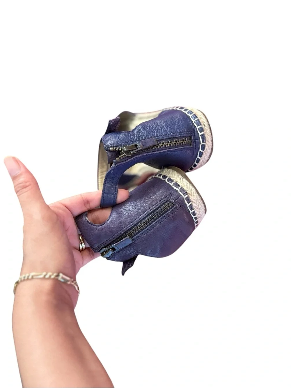 EILEEN FISHER Lala Blue Leather Espadrilles Sandals
